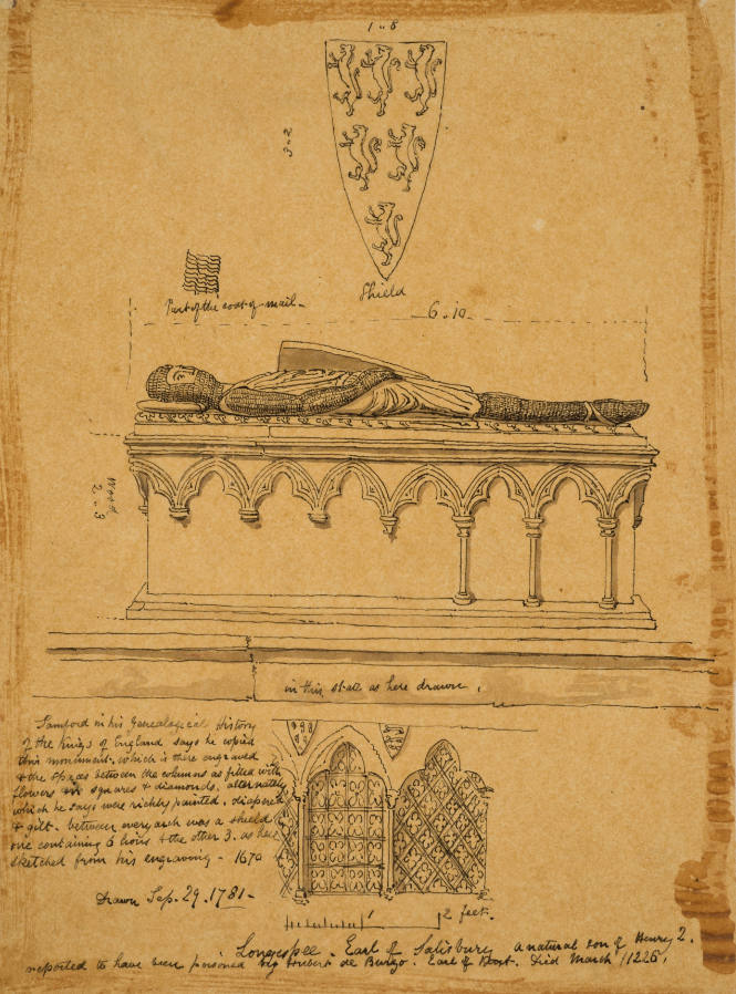 Longespea, Earl of Salisbury, Monument in Salisbury Cathedral after 1226