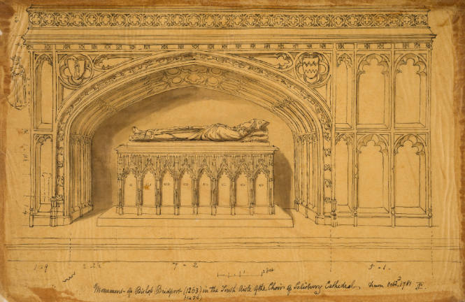 Monument of Bishop Bridport, (1263) in Salisbury Cathedral (1450)