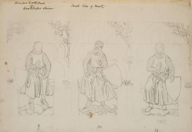 Three figures from the Cantilupes monument, Hereford Cathedral