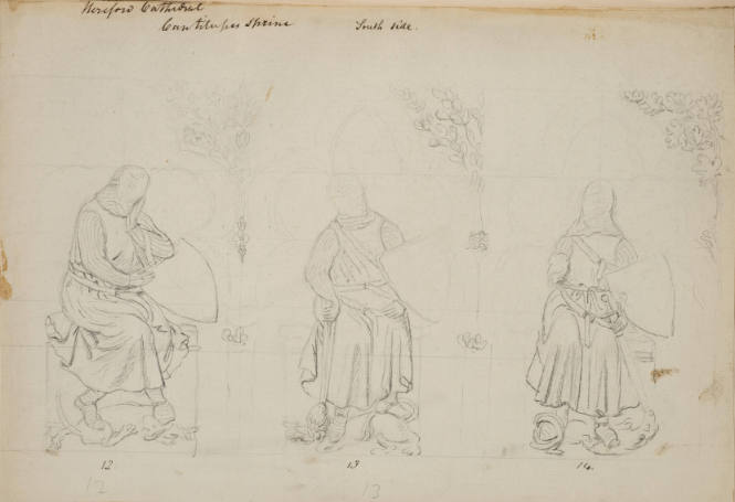 Three figures from the Cantilupes Shrine, Hereford Cathedral