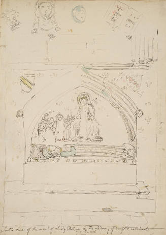 South view of the monument of Lady Bohun in the library of Hereford Cathedral
