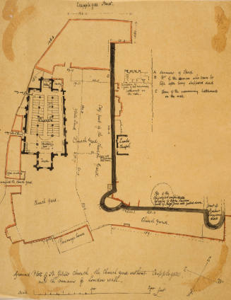 Ground plot of St. Giles Church. The Chuchyard without Cripplegate and the remains of  London Wall