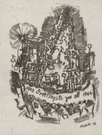 "1943  Greetings to you all  1944" Christmas Card