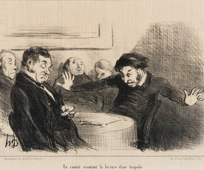 Tout ce qu'on voudra: Un comité ecoutant la lectur d'une tragédie