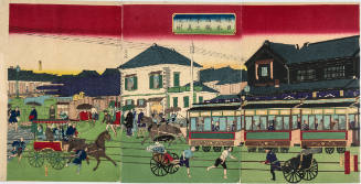 A Real View of Nihonbashi with Horse-Drawn Train