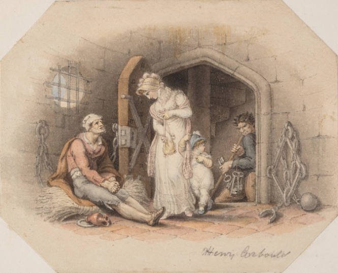Woman and Child Visiting a Man in Prison