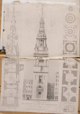 Tower and Spire of Bow Church, London, Sir Christopher Wren, Architect