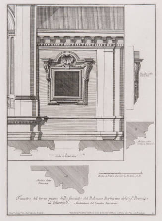 Finestra del terzo piano della facciata del Palazzo Barberino del Sig.re Prencipe di Pelestrina