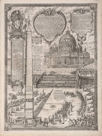 Consecration of the cross on the obelisk, with Saint Peter's projected as complete