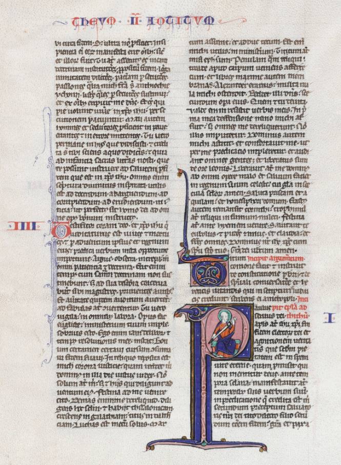 Page from a Latin Bible with Painted Initials