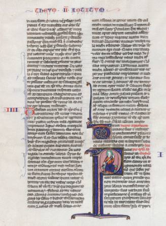 Page from a Latin Bible with Painted Initials