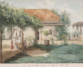 Queen Hortense and Louise Cochelet in the garden of a country house in Aix-en-Savoie