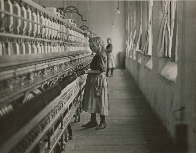 Girl at Spinning Machine, Cotton Mill