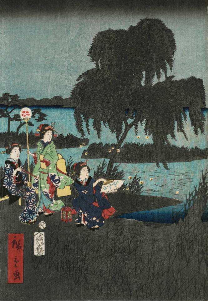 Catching Fireflies along the Uji River in Yamashiro Province (Yamashiro Ujigawa Hotarugari no Zu)