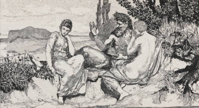 Pan Psyche tröstend (Pan comforts Psyche, from Cupid and Psyche)