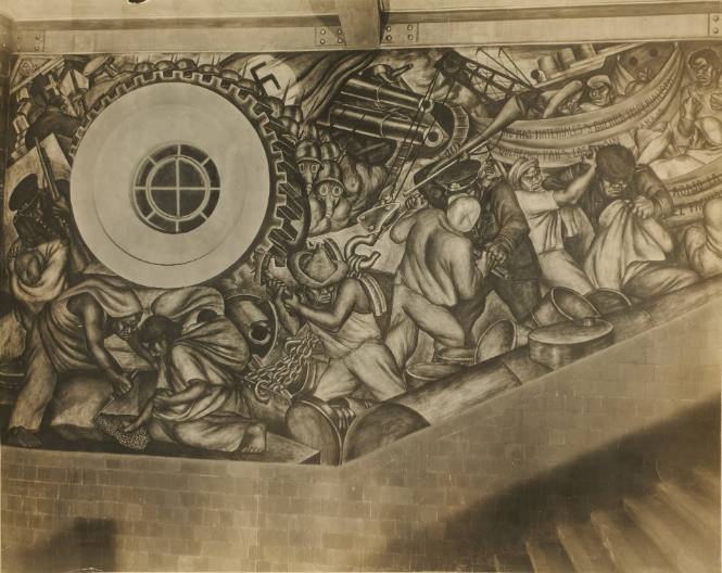 Sections of Marion Greenwood's frescos in Mercado Rodriguez, Mexico City