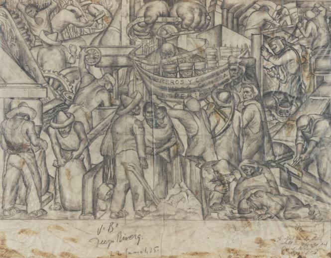 Workers and Peasants: Final Drawing for Mural, "The Industrialization of the Countryside," Mercado Abelardo L. Rodriquez, Mexico City