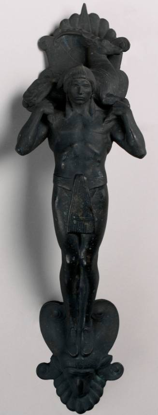 Door handle in the form of an Indian carrying an antelope