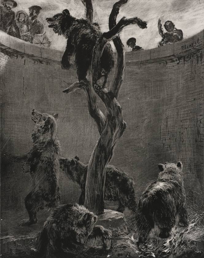 Der Bärenzwinger im zoologischen Garten (The bear pit in the zoological gardens), from the series Versuche auf Stein mit Pinsel und Schabeisen (Experiments on stone with brush and scraper)