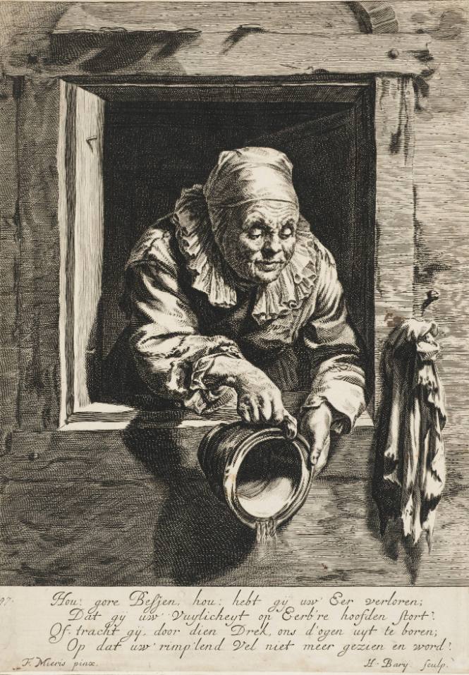 Old Woman Emptying Chamber Pot