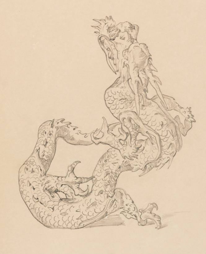 Study for The Great Wonder, Central Panel: Study of Dragon